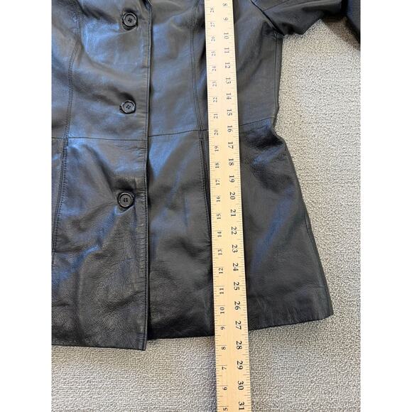 Sonoma Jean Company Small Women's Black Leather Jacket Zipper Closure - Picture 6 of 16